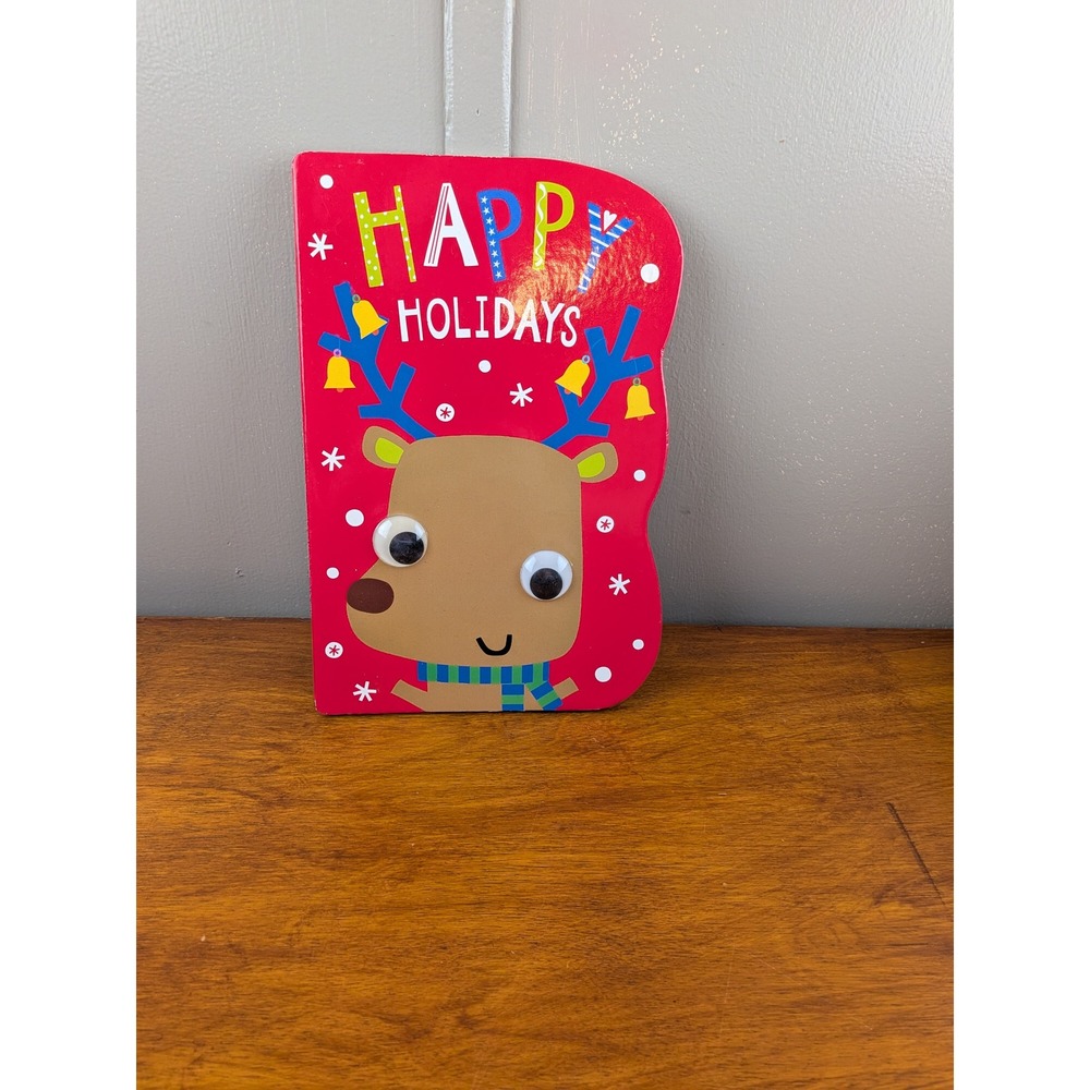 Happy Holidays Reindeer Googly Eyes Christmas Board Book Festive Rhyme